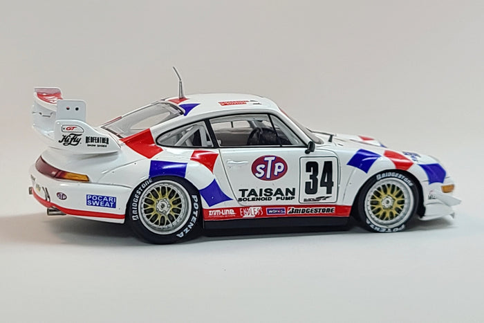 Porsche 993 GT2 (Team Taisan - 1995 JGTC GT1 Champion) | 1:43 Scale Model Car by Spark | Rear Quarter