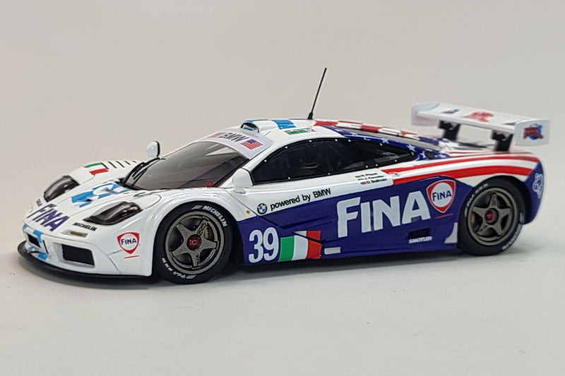 McLaren F1 GTR (Team Bigazzi, 1996 Le Mans) | 1:43 Scale Model Car by Spark | Car 39, Front Quarter