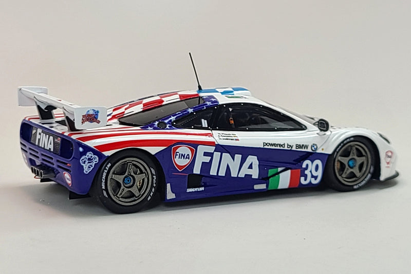 McLaren F1 GTR (Team Bigazzi, 1996 Le Mans) | 1:43 Scale Model Car by Spark | Car 38, Rear Quarter