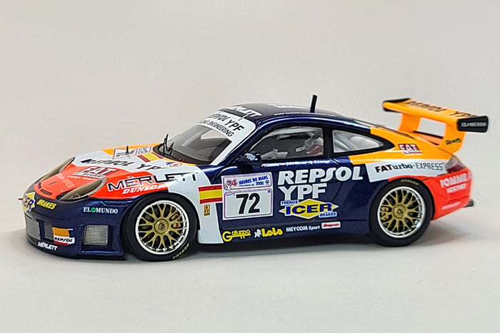 Porsche 996 GT3 R (Repsol Racing Engineering, 2000 Le Mans) | 1:43 Scale Model Car by Spark | Front Quarter