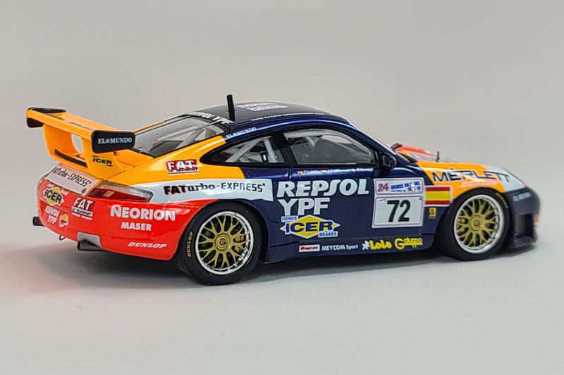 Porsche 996 GT3 R (Repsol Racing Engineering, 2000 Le Mans) | 1:43 Scale Model Car by Spark | Rear Quarter